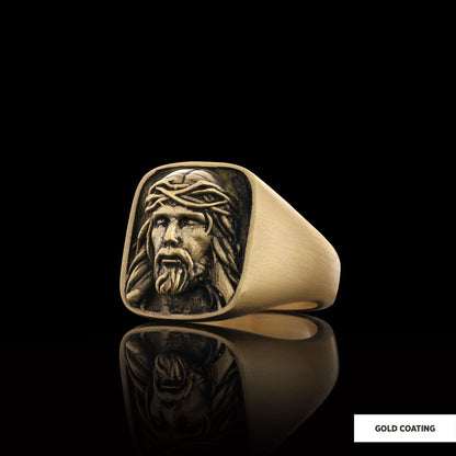 925 Sterling Silver Religious Ring, 3D Jesus Ring, Religious Gift, Christian Accessory Gold Plated Jesus Jewelry