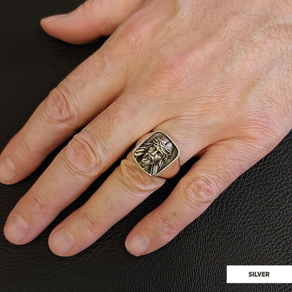 925 Sterling Silver Religious Ring, 3D Jesus Ring, Religious Gift, Christian Accessory Gold Plated Jesus Jewelry