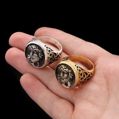 925 Sterling Silver Religious Ring, Religious Gift, 3D Jesus Ring, Gold Plated Jesus Jewelry, Christian Accessory