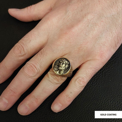 925 Sterling Silver Religious Ring, Religious Gift, 3D Jesus Ring, Gold Plated Jesus Jewelry, Christian Accessory