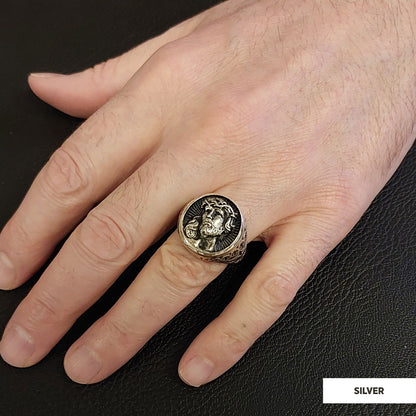 925 Sterling Silver Religious Ring, Religious Gift, 3D Jesus Ring, Gold Plated Jesus Jewelry, Christian Accessory