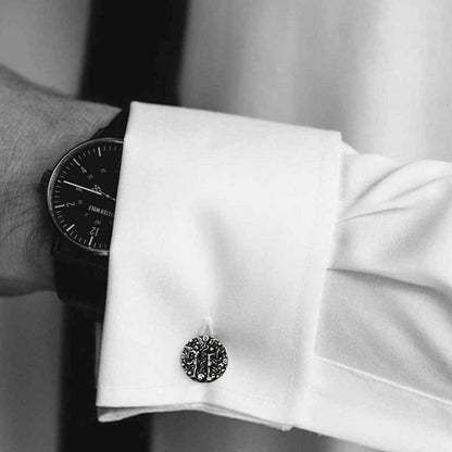 925 Sterling Silver Round Gemini Cufflink