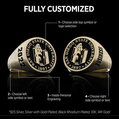 925 Sterling Silver San Diego State University Ring