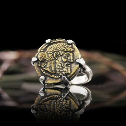 925 Sterling Silver Special Design Greek Drachm of Naxos Coin Women Ring