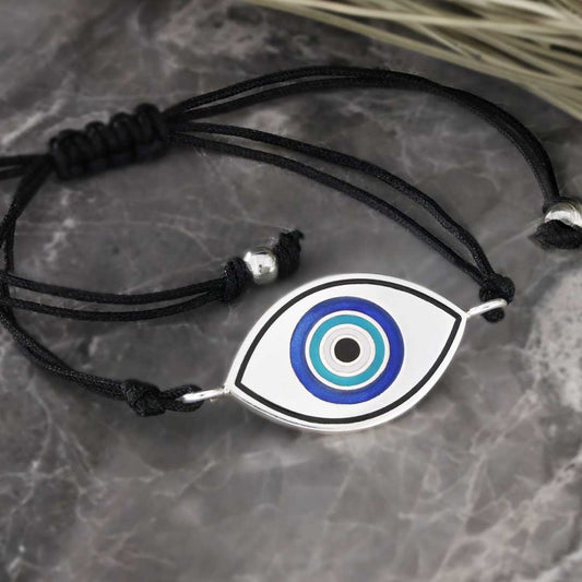 925 Sterling Silver Turkish Blue Evil Eye Beads Bracelet