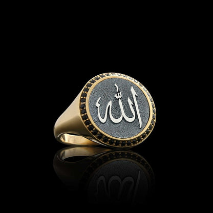 925 Sterling Special Design Round Silver Islamic Allah Women Ring