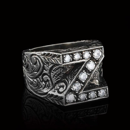 925 Sterling Silver Alphabet Z Ring
