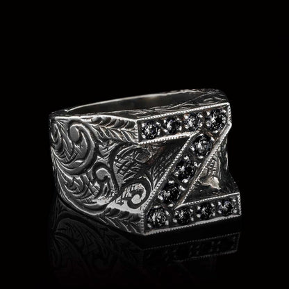 925 Sterling Silver Alphabet Z Ring