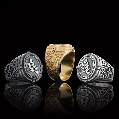 Acacia Silver Masonic Ring, Mason Ring, Master Mason Signet Ring, Custom Masonic Ring