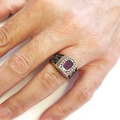 Acacia with Stone Masonic Ring, Master Mason Ring