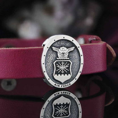 Custom Oval us Air Force Leather Bracelet