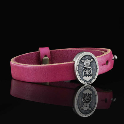 Custom Oval us Air Force Leather Bracelet