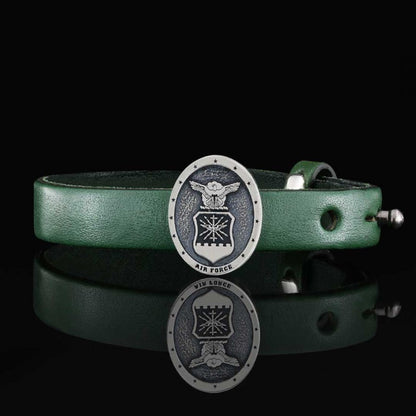 Custom Oval us Air Force Leather Bracelet