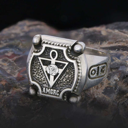 Amorc Jewelry, Spiritual Emblem of the AMORC Ring, Special Design Rose Crucis Silver Ring