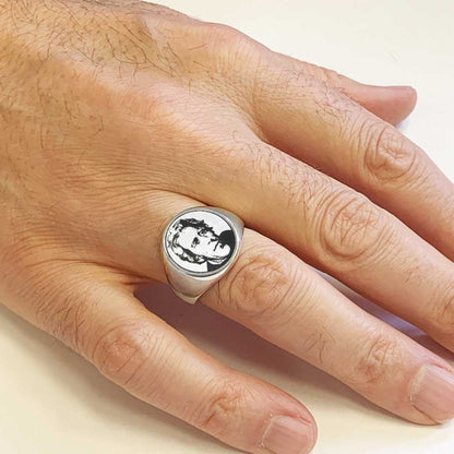 Andrew Jackson Photo Round Silver Ring