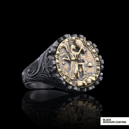 Aquarius Sign Ring, 925 Sterling Silver Aquarius Sign Ring