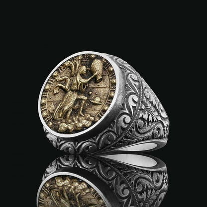 Aquarius Zodiac Silver Ring