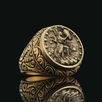 Aquarius Zodiac Silver Ring