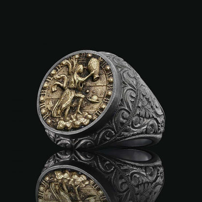 Aquarius Zodiac Silver Ring