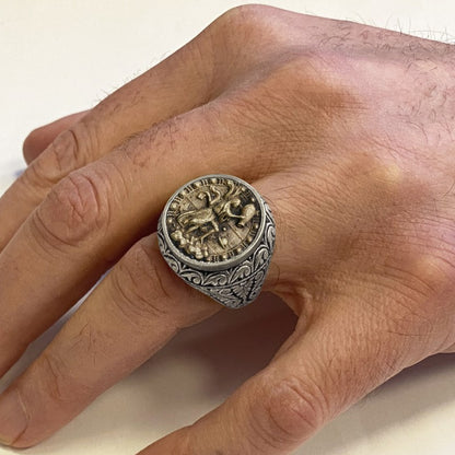 Aquarius Zodiac Silver Ring