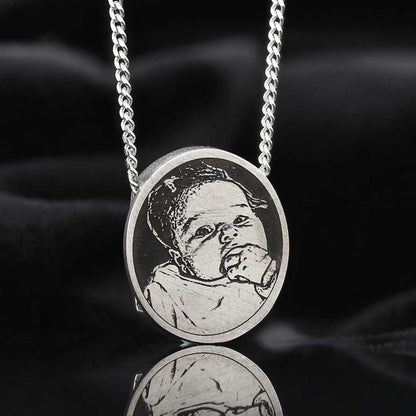 Handmade Silver Oval Baby Photo Pendant