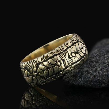 Special Design Floral Motif Sterling Silver Wedding Ring