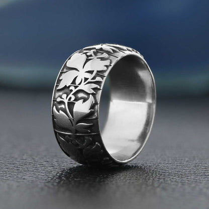 Leaf Pattern Handcrafted Special Design Silver Wedding Ring