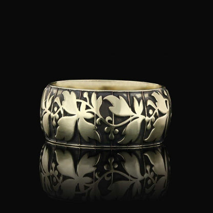 Leaf Pattern Handcrafted Special Design Silver Wedding Ring