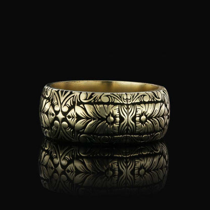 Special Design Floral Motif Sterling Silver Wedding Ring