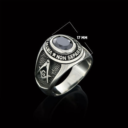 Blue Stone Masonic Round Ring, Mystic Guardian Mason Ring, Phantom Mason Ring