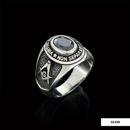 Blue Stone Masonic Round Ring, Mystic Guardian Mason Ring, Phantom Mason Ring