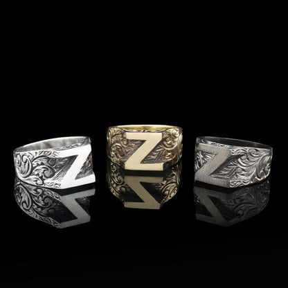 Bold Letter Z Monogram 925 Sterling Silver Women Ring