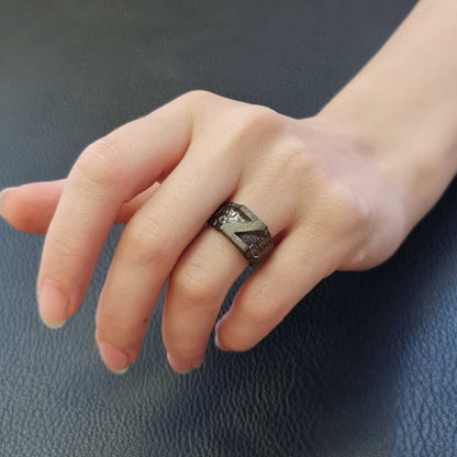 Bold Letter Z Monogram 925 Sterling Silver Women Ring