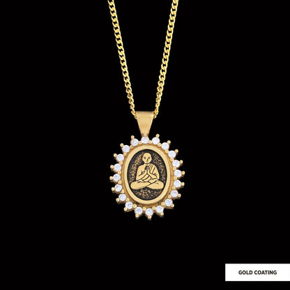 Buddha Necklace, Buddha Silver Pendant, Religious Necklace, Buddhist Gift, Goddess of Mercy Pendant