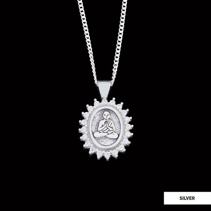 Buddha Necklace, Buddha Silver Pendant, Religious Necklace, Buddhist Gift, Goddess of Mercy Pendant