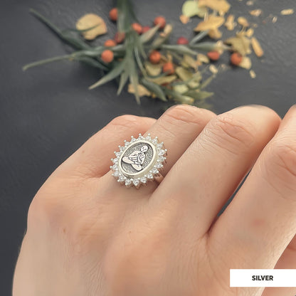Buddha Ring, Buddha Silver Ring, Religious Ring, Buddhist Gift, Goddess of Mercy Ring