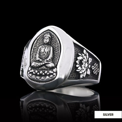 Buddha Ring, Om Buddha Ring, Hindu Ring, Endless Knot Ring, Padma Buddhist Ring, Meditation, Yoga, Buddhist Jewelry
