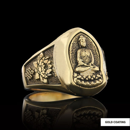 Buddha Ring, Om Buddha Ring, Hindu Ring, Endless Knot Ring, Padma Buddhist Ring, Meditation, Yoga, Buddhist Jewelry