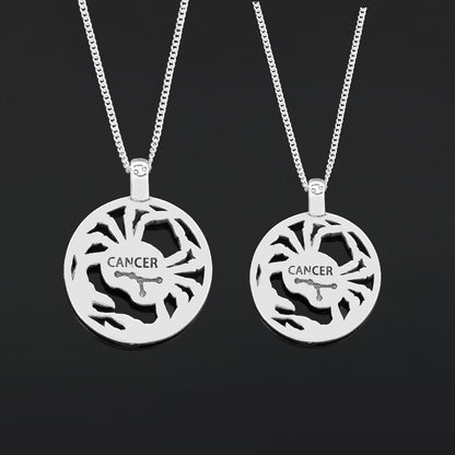 Cancer Pendant, Sterling Silver Cancer Necklace, Handmade Cancer Jewelry, Horoscope Cancer Necklace