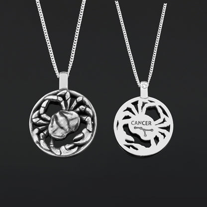 Cancer Pendant, Sterling Silver Cancer Necklace, Handmade Cancer Jewelry, Horoscope Cancer Necklace