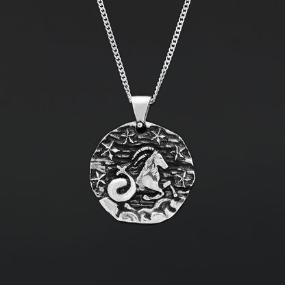 Capricorn Pendant, Elegant Zodiac Jewelry, Stylish Zodiac Capricorn Necklace