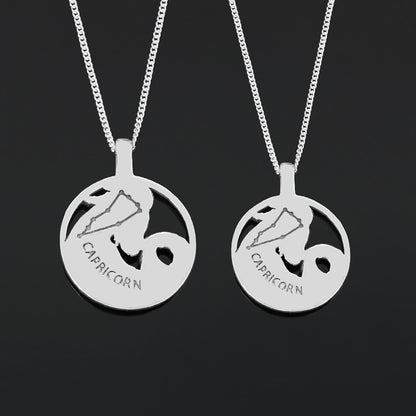 Capricorn Pendant, Sterling Silver Capricorn Necklace, Handmade Capricorn Jewelry, Horoscope Capricorn Necklace