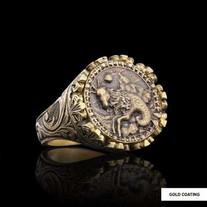 Capricorn Sign Ring, 925 Sterling Silver Capricorn Sign Ring