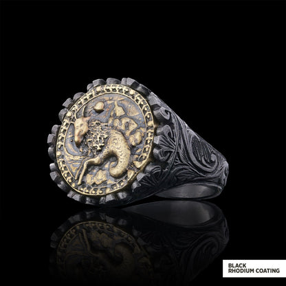 Capricorn Sign Ring, 925 Sterling Silver Capricorn Sign Ring