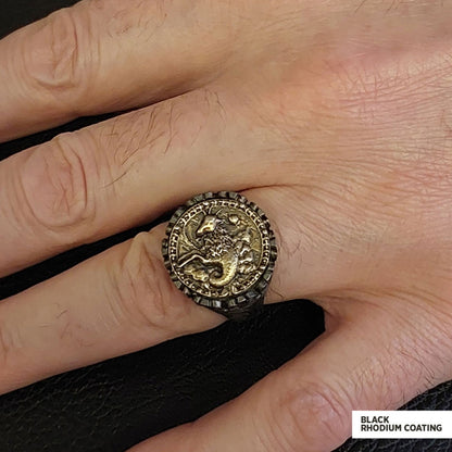 Capricorn Sign Ring, 925 Sterling Silver Capricorn Sign Ring