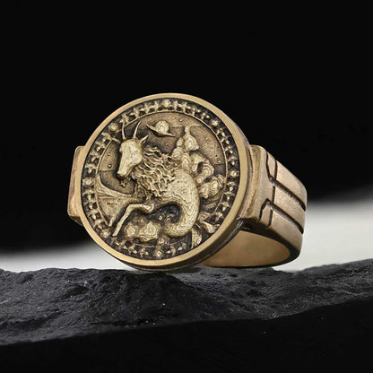 Capricorn Zodiac Round Ring