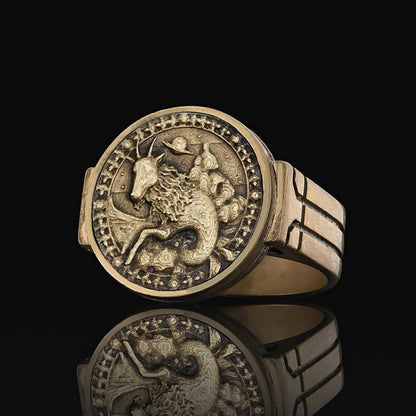 Capricorn Zodiac Round Ring
