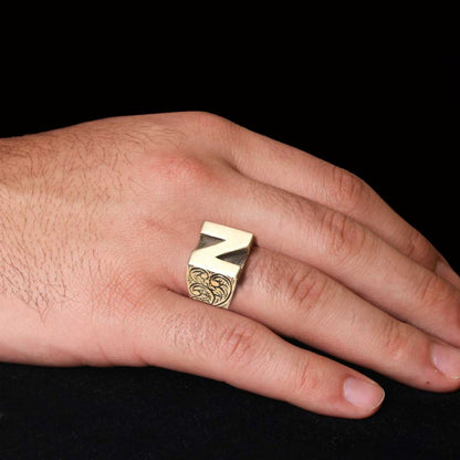 Celtic Letter N Bold Alphabet Ring