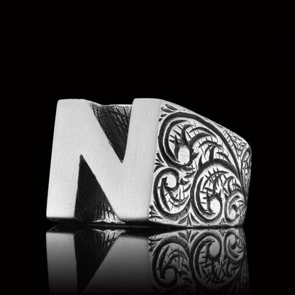 Celtic Letter N Bold Alphabet Ring