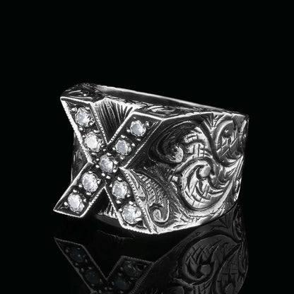 Custom Design Silver Celtic Letter X Ring